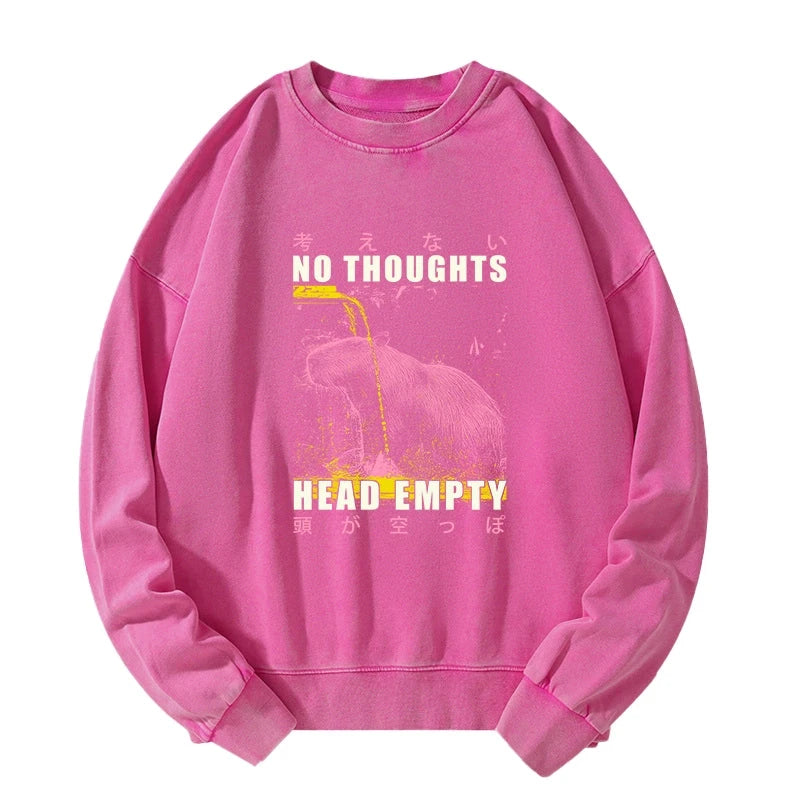 No Thoughts Head Empty Washed Sweatshirt