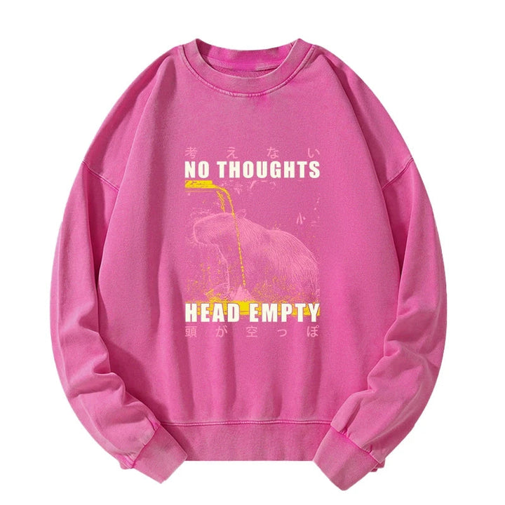 No Thoughts Head Empty Washed Sweatshirt