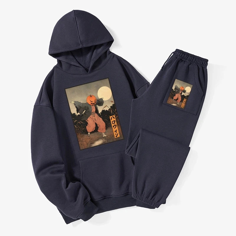 Japanese Pumpkin Monster Fleece Lined Hoodie Set