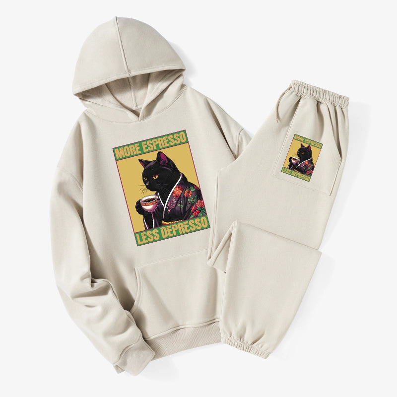 Up Caffeine Down Depression Fleece Lined Hoodie Set