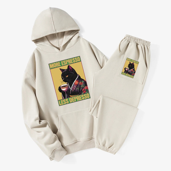 Up Caffeine Down Depression Fleece Lined Hoodie Set
