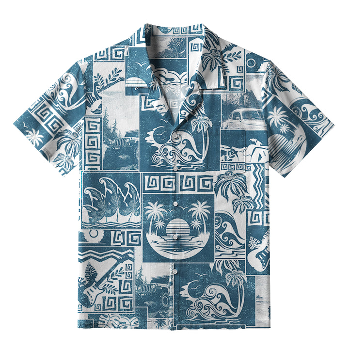 Tropical Island Collage Aloha Hawaiian Shirt