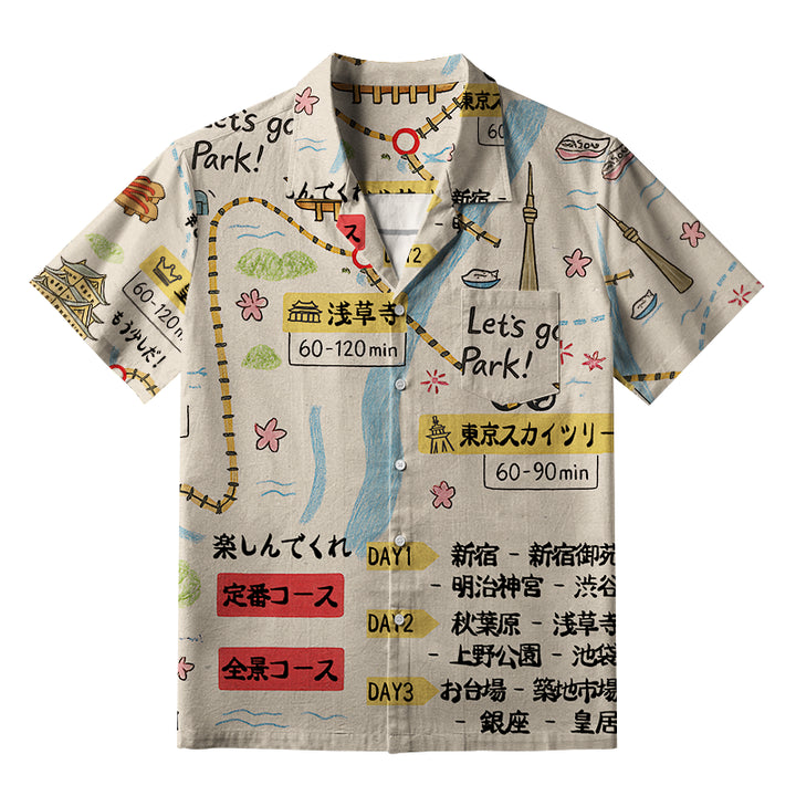 Tokyo's Famous Attractions Roadmap Aloha Hawaiian Shirt