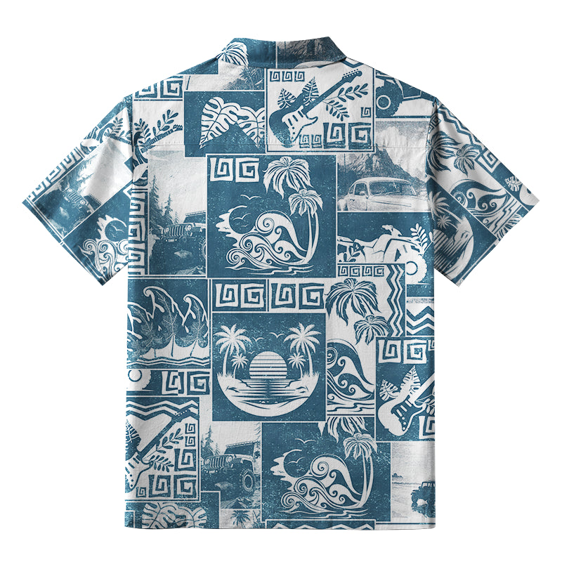 Tropical Island Collage Aloha Hawaiian Shirt