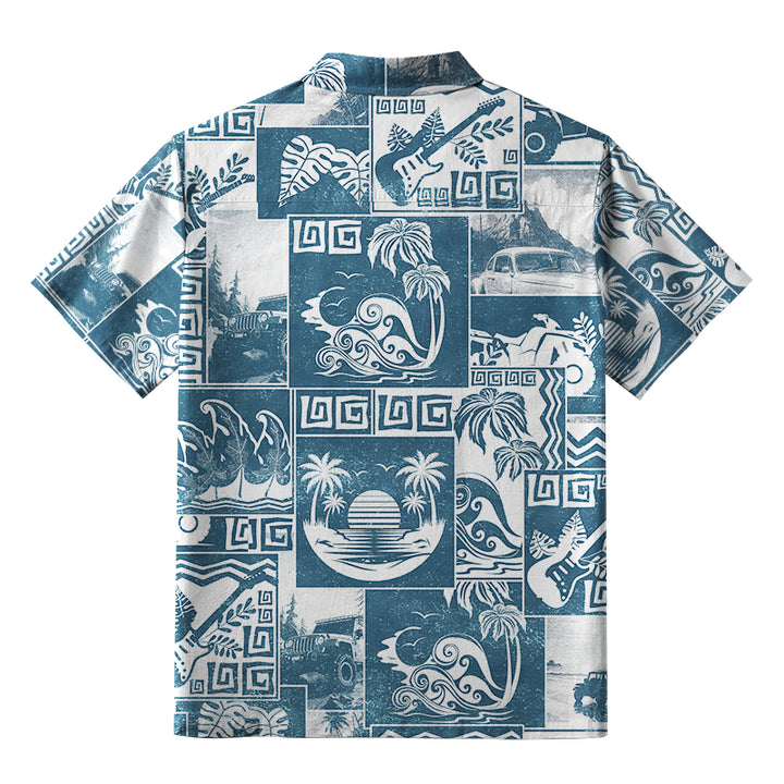 Tropical Island Collage Aloha Hawaiian Shirt