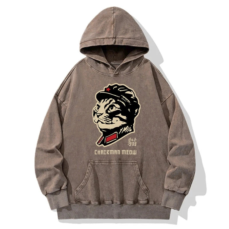 Chinese Spirit Cat Washed Hoodie