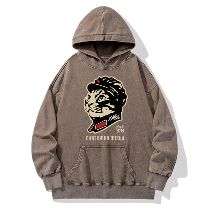 Chinese Spirit Cat Washed Hoodie