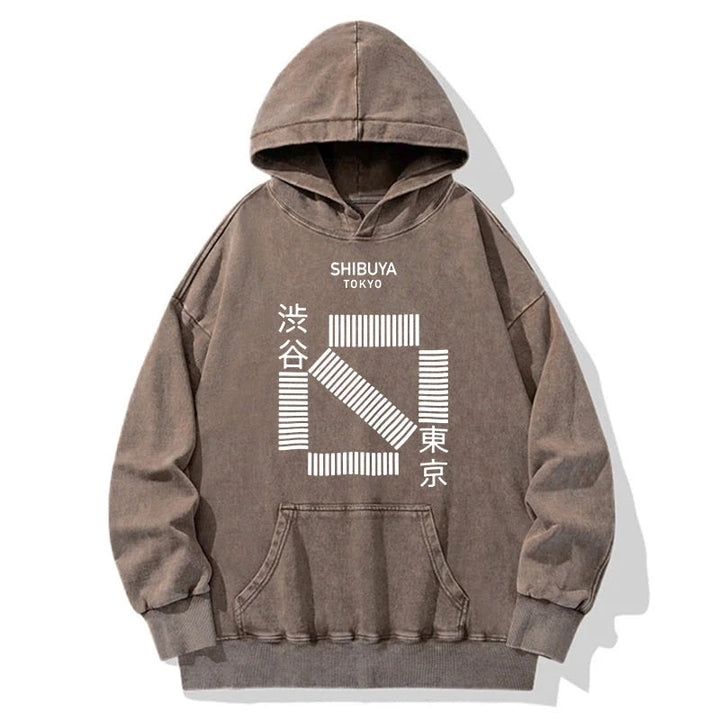 Japanese Shibuya Crossing Washed Hoodie