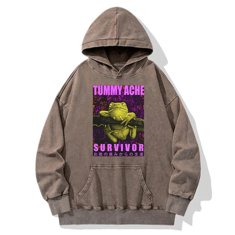 A Frog With Stomachache Washed Hoodie