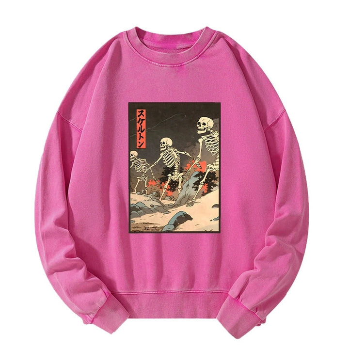 Japanese Rising Skeletons Washed Sweatshirt
