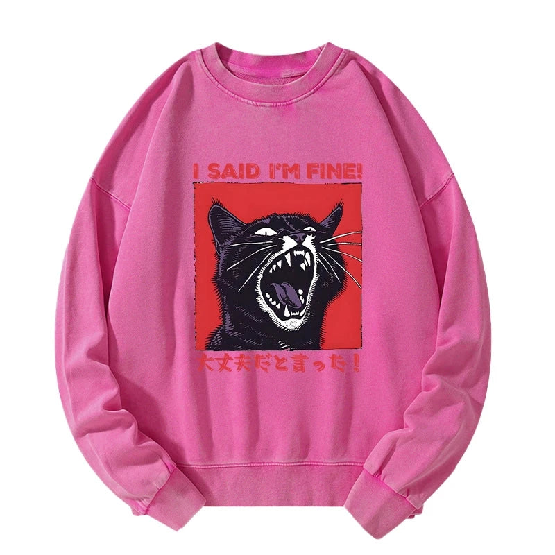 Angry Cat Japan Washed Sweatshirt