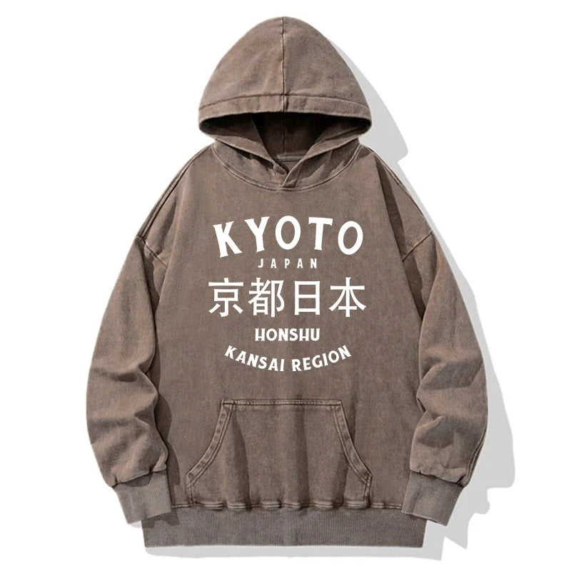 Kyoto Japan Kanji Washed Hoodie