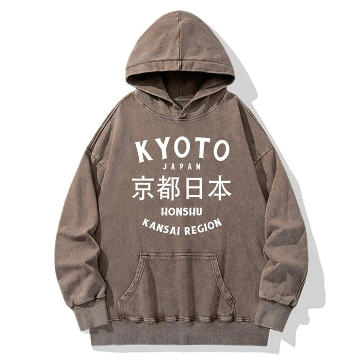 Kyoto Japan Kanji Washed Hoodie