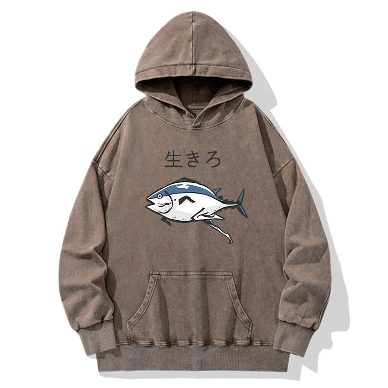 Running Fish Washed Hoodie