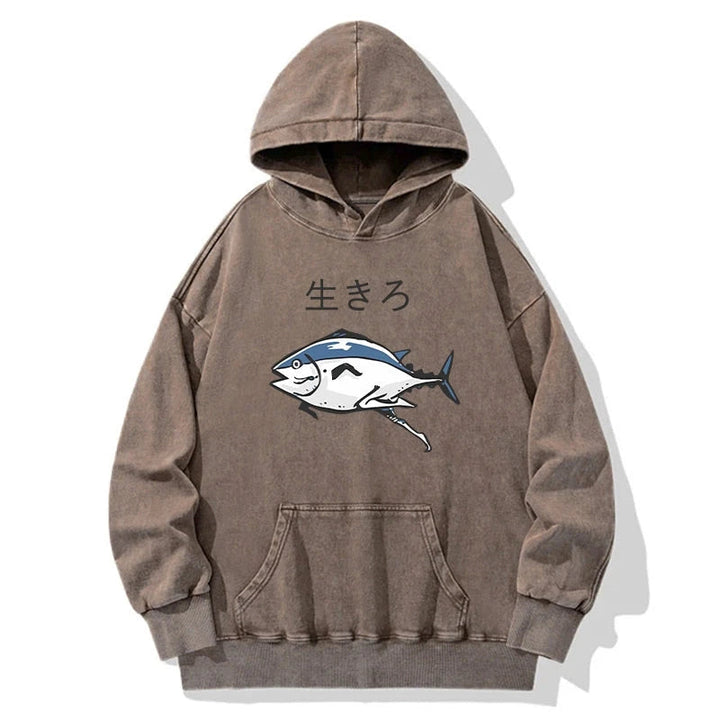Running Fish Washed Hoodie