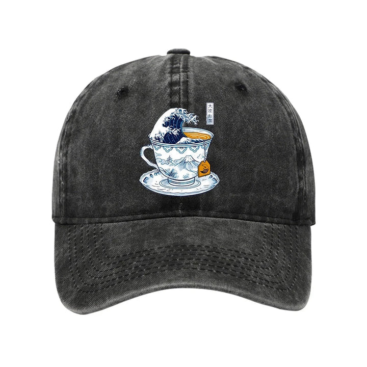 The Great Kanagawa Tea Wave Washed Cap