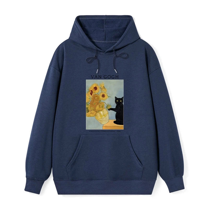 Black Cat With Sunflowers Classic Hoodie