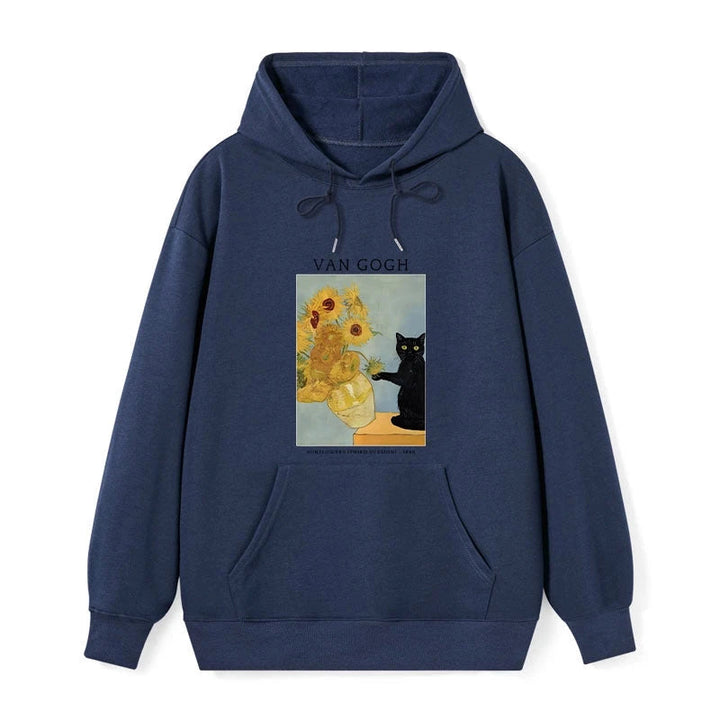Black Cat With Sunflowers Classic Hoodie
