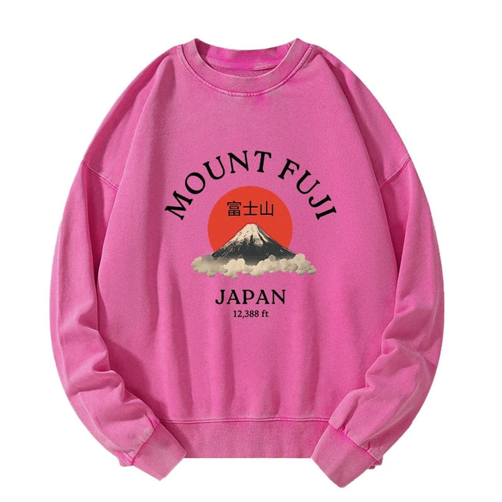 Japan Mount Fuji Sun Unisex Washed Sweatshirt
