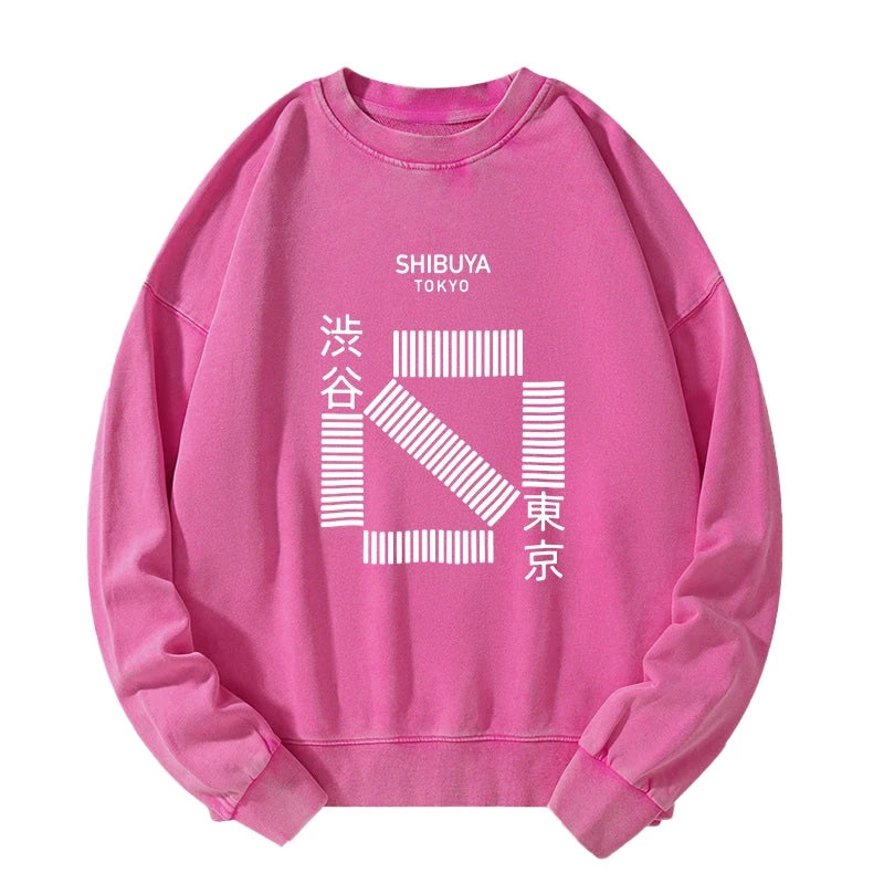 Japanese Shibuya Crossing Washed Sweatshirt