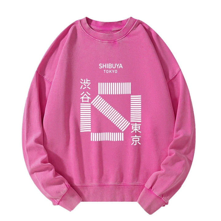 Japanese Shibuya Crossing Washed Sweatshirt