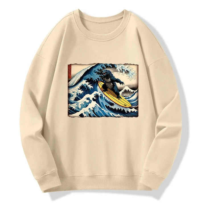 Dinosaur Surfing Japanese Sweatshirt