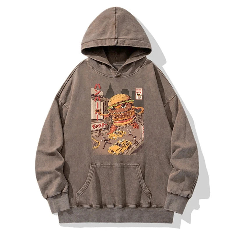 The Great Burger Kaiju Japanese Washed Hoodie