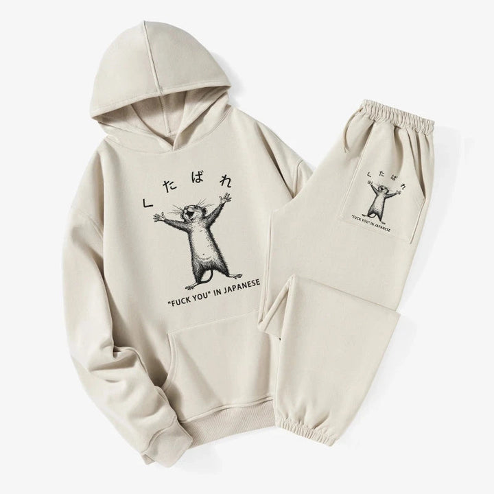 Happy Mouse Japanese Fleece Lined Hoodie Set