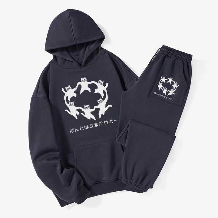 Leisure Cats Japanese Fleece Lined Hoodie Set