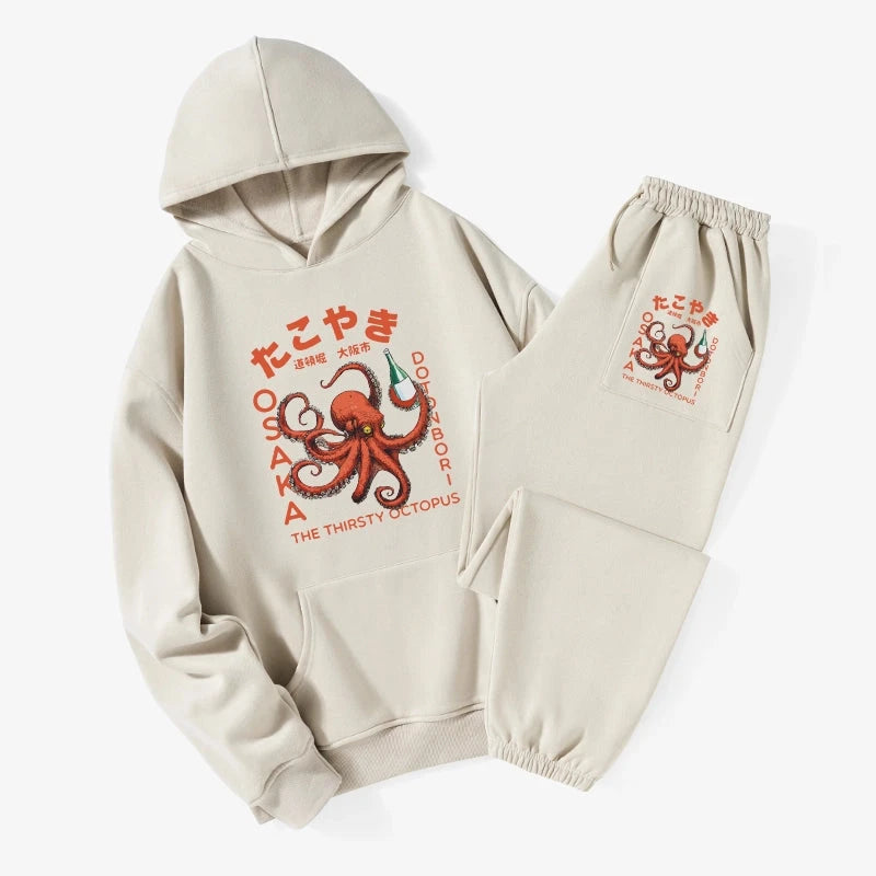 Octopus Drinks Soju Fleece Lined Hoodie Set