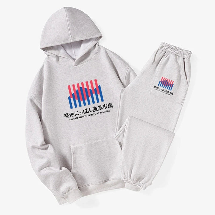 Tsukiji Nippon Fish Port Market Fleece Lined Hoodie Set