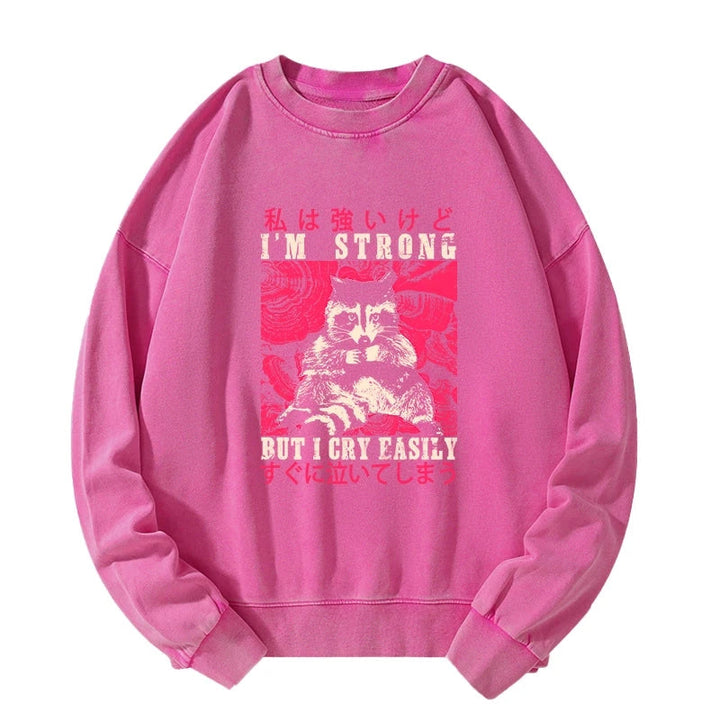 I Am Strong Raccoon Washed Sweatshirt