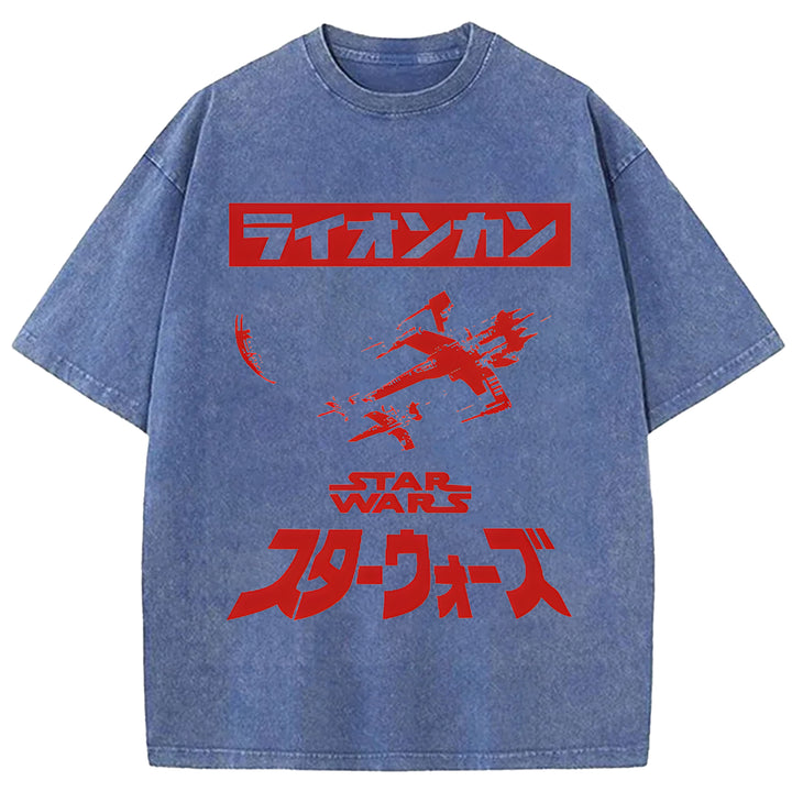 Star Wars Vintage Japanese Design Washed Crew Neck T-Shirt