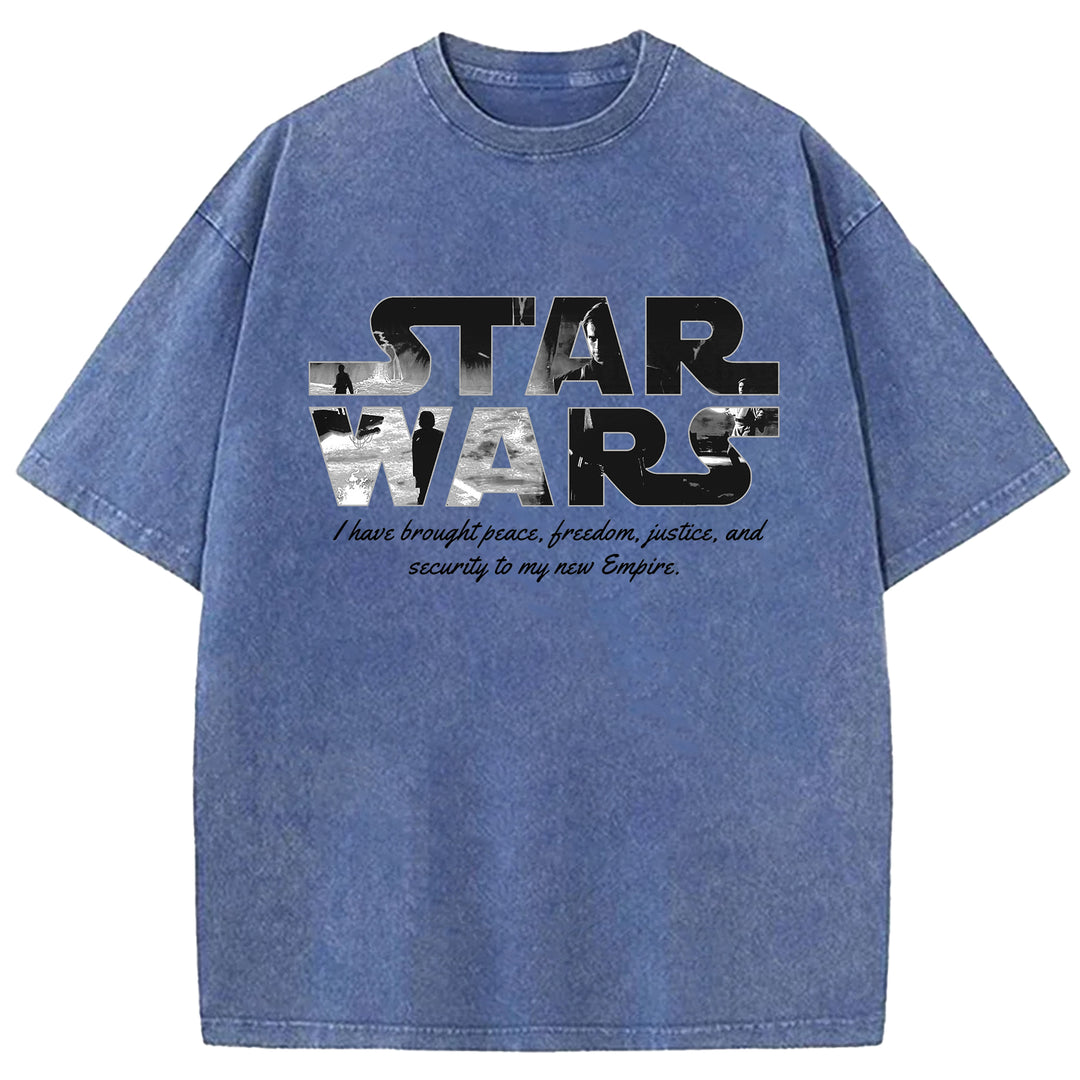 Star Wars Vintage Japanese Design Washed Crew Neck T-Shirt