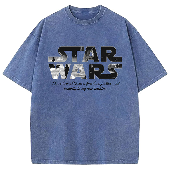 Star Wars Vintage Japanese Design Washed Crew Neck T-Shirt