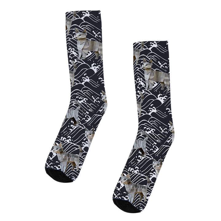 The Great Wave Off Cat Socks