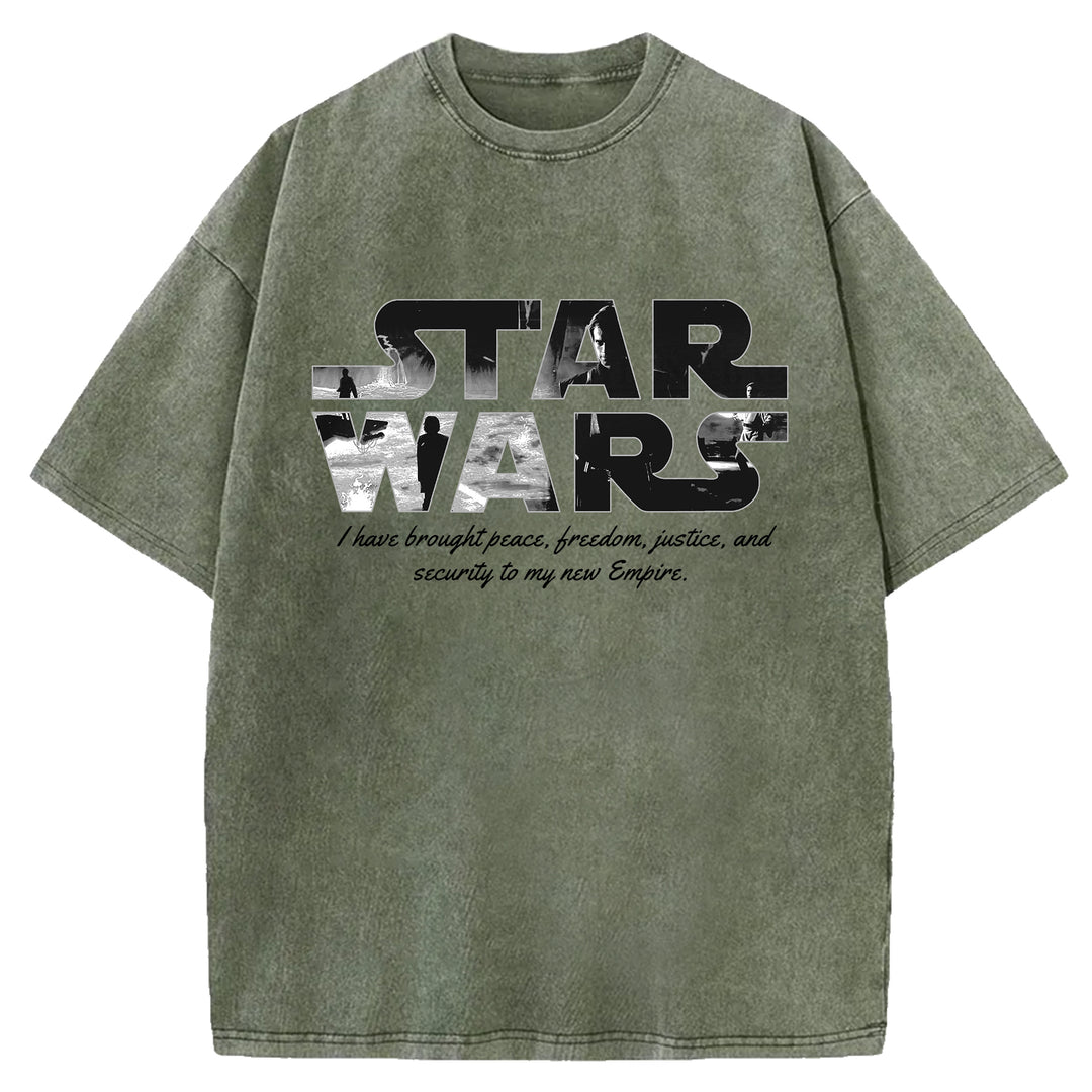 Star Wars Vintage Japanese Design Washed Crew Neck T-Shirt