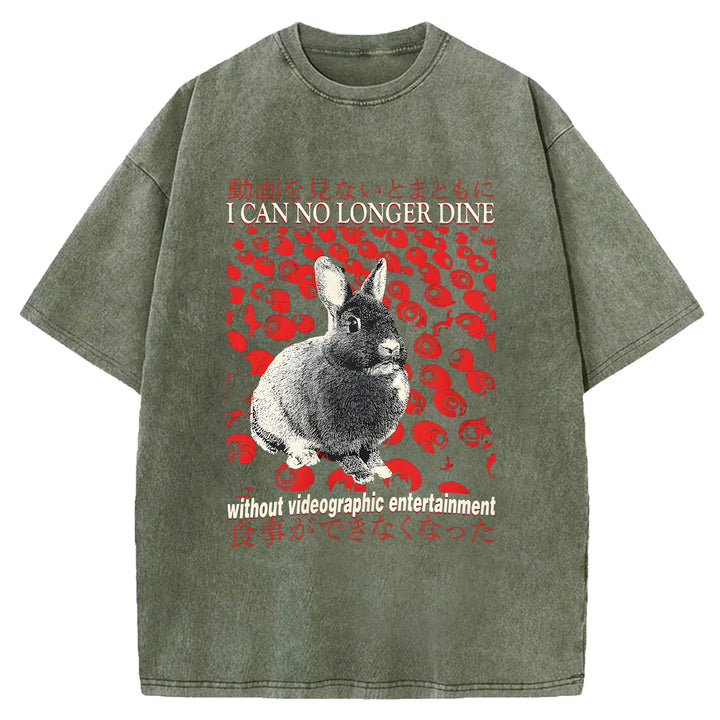 I CAN NO LONGER DINE Washed Crew Neck T-Shirt