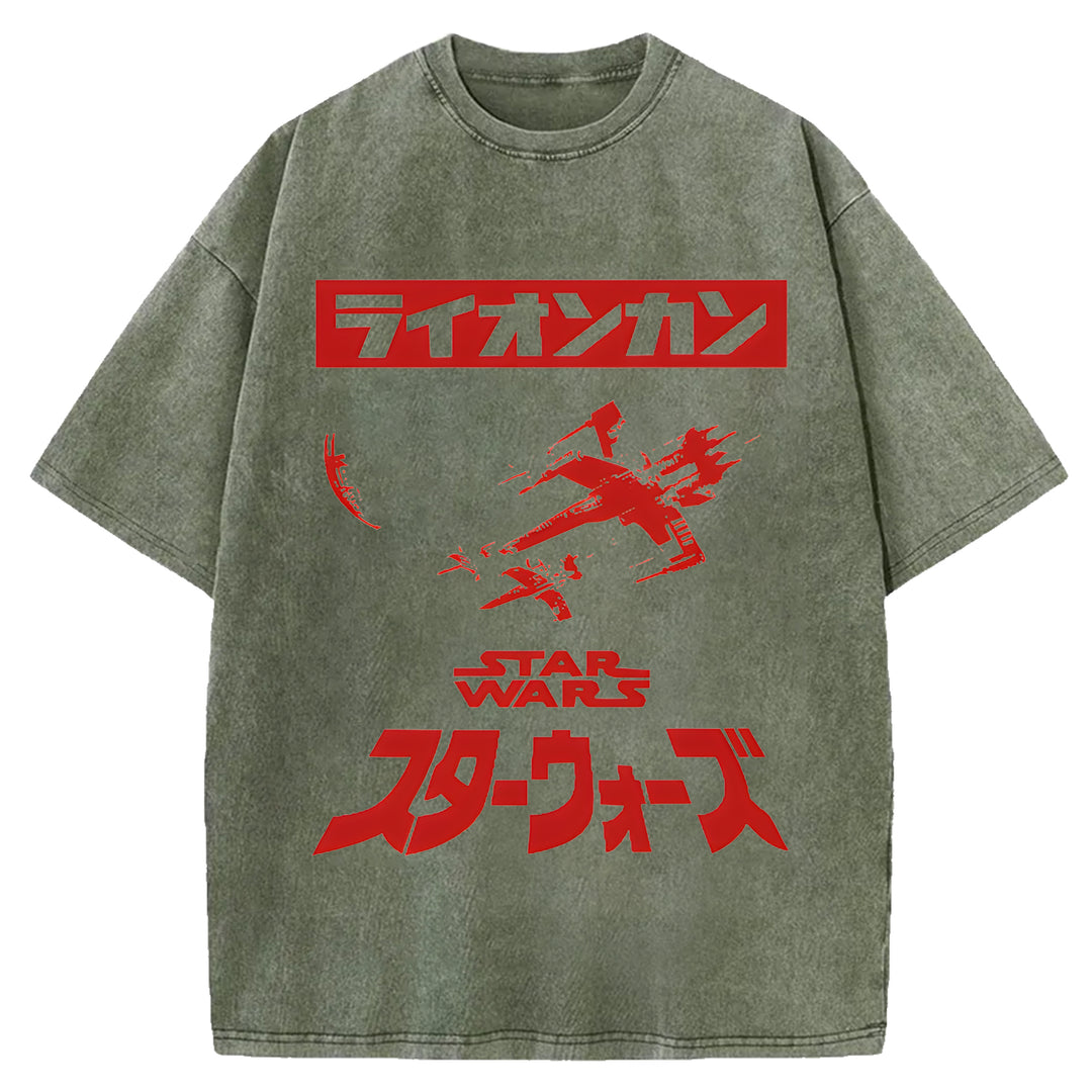 Star Wars Vintage Japanese Design Washed Crew Neck T-Shirt