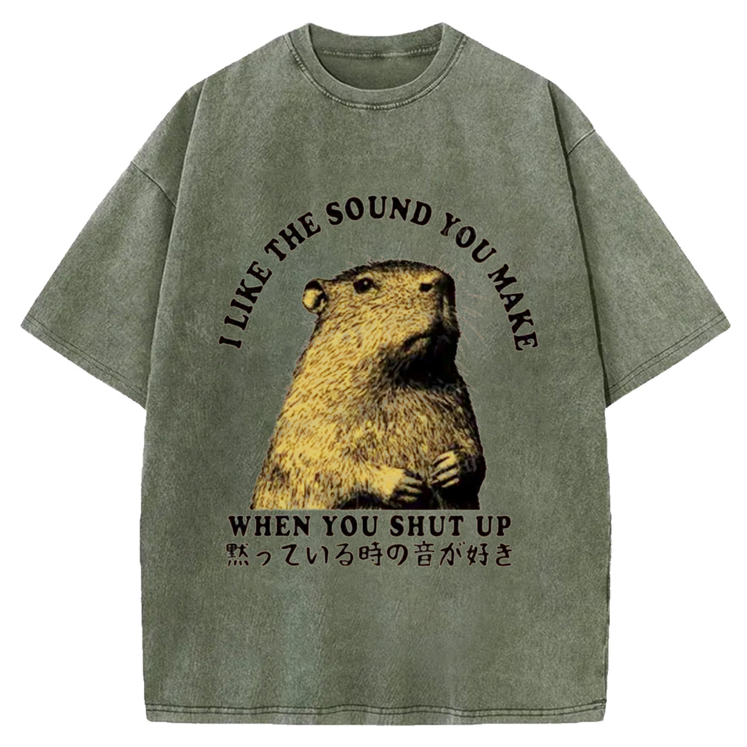 I Like The Sound You MaKe Washed Crew Neck T-shirt
