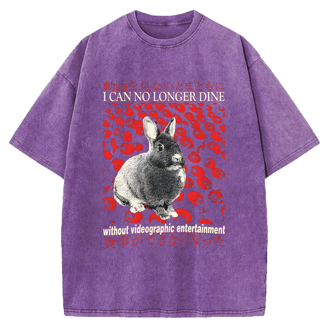 I CAN NO LONGER DINE Washed Crew Neck T-Shirt