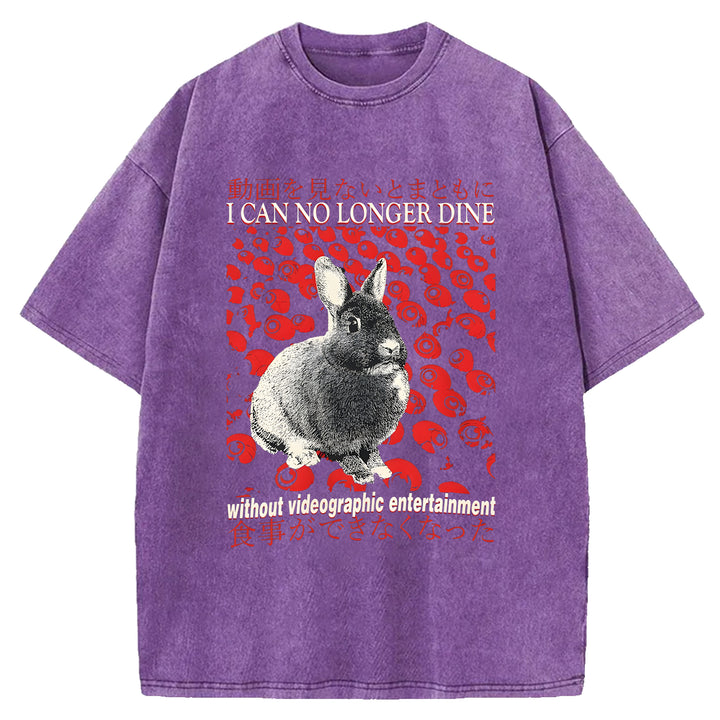 I CAN NO LONGER DINE Washed Crew Neck T-Shirt