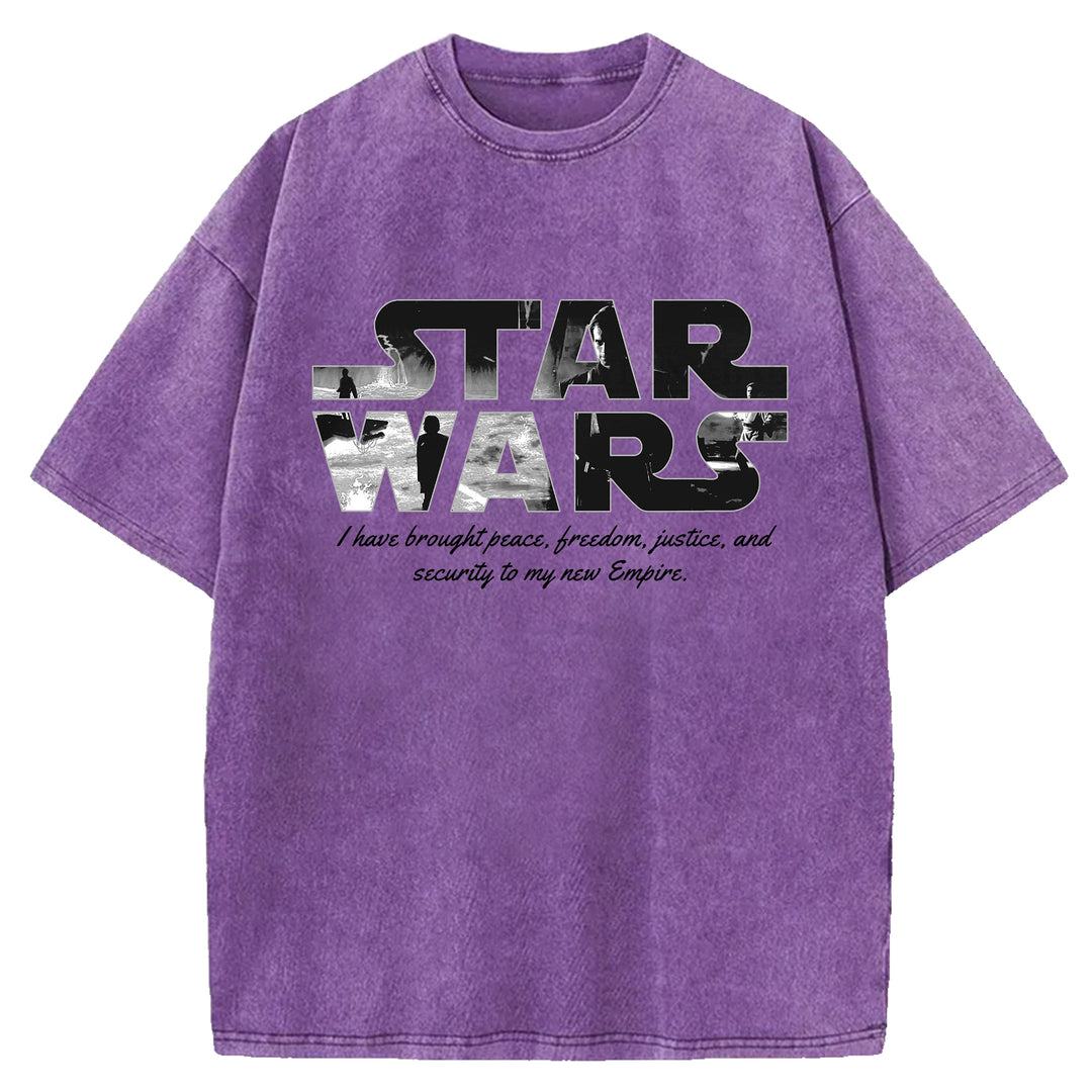 Star Wars Vintage Japanese Design Washed Crew Neck T-Shirt
