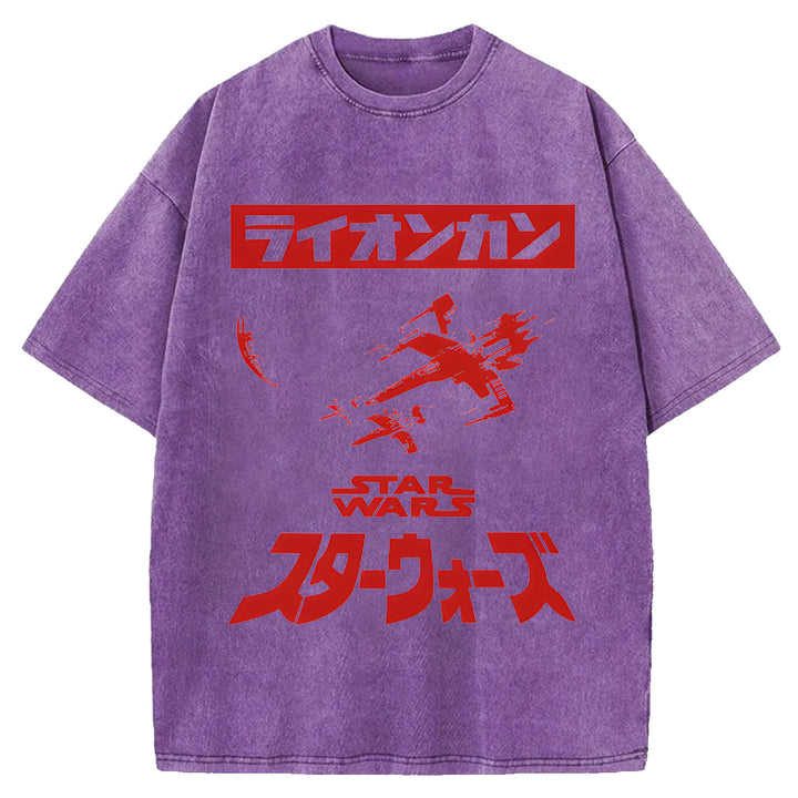 Star Wars Vintage Japanese Design Washed Crew Neck T-Shirt