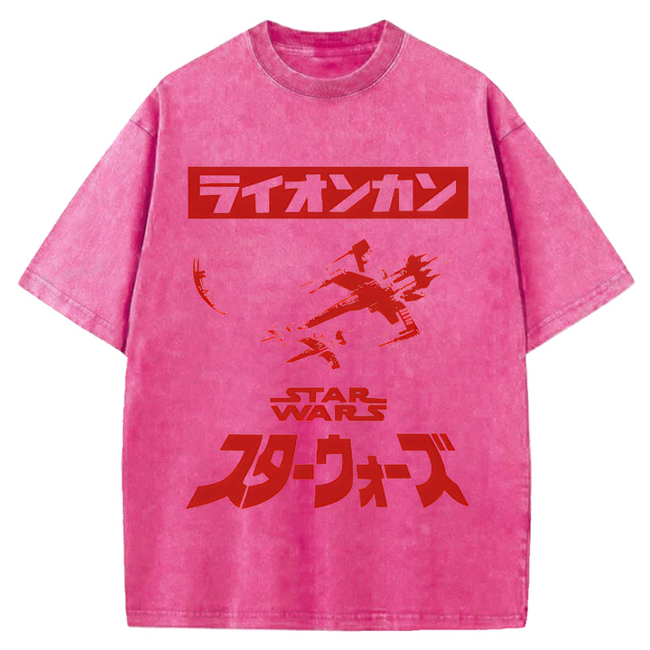 Star Wars Vintage Japanese Design Washed Crew Neck T-Shirt