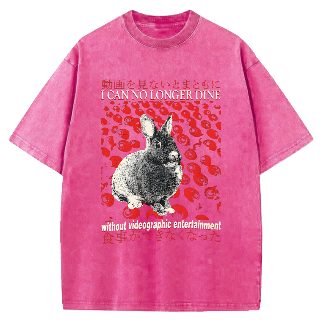 I CAN NO LONGER DINE Washed Crew Neck T-Shirt