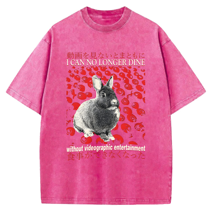 I CAN NO LONGER DINE Washed Crew Neck T-Shirt