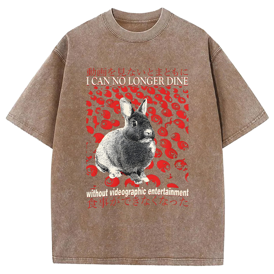 I CAN NO LONGER DINE Washed Crew Neck T-Shirt