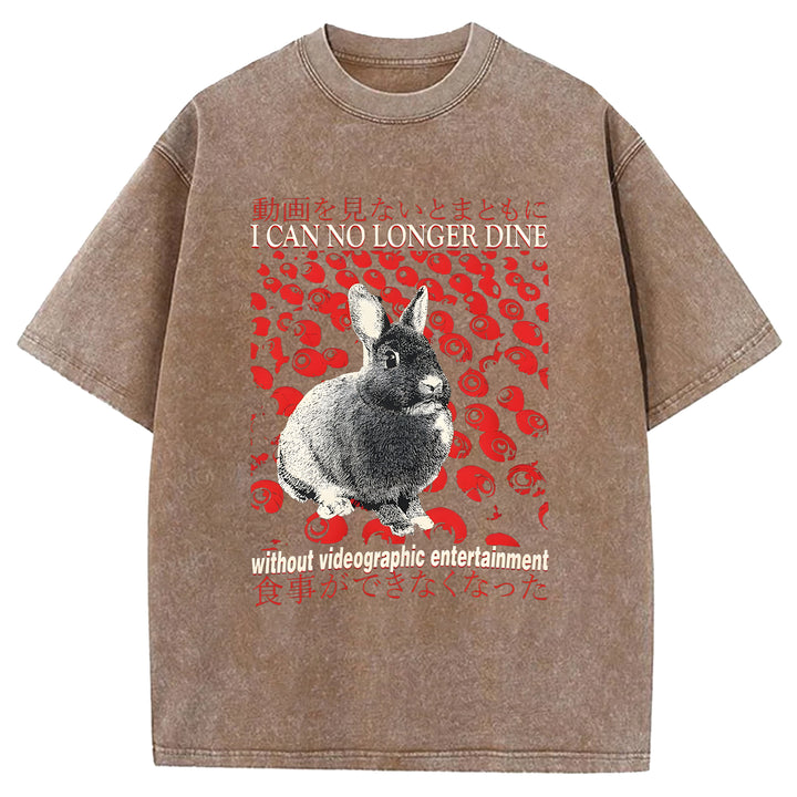 I CAN NO LONGER DINE Washed Crew Neck T-Shirt