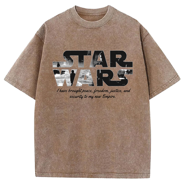 Star Wars Vintage Japanese Design Washed Crew Neck T-Shirt